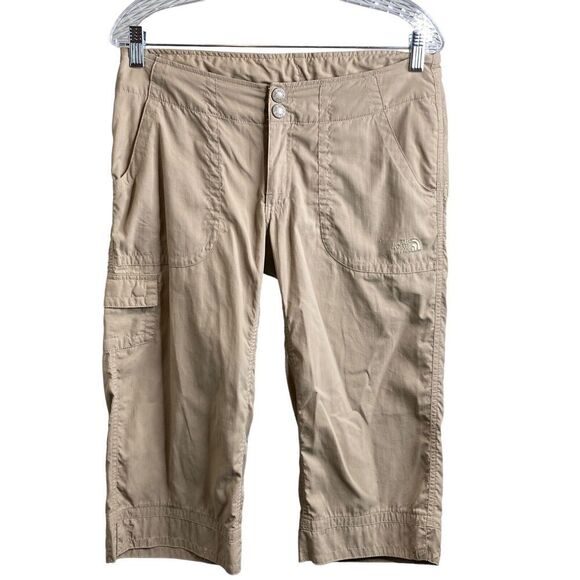 The North Face Women’s Tan Aphrodite Motion Cargo Capri Activewear Pants Size 8 - Picture 1 of 13